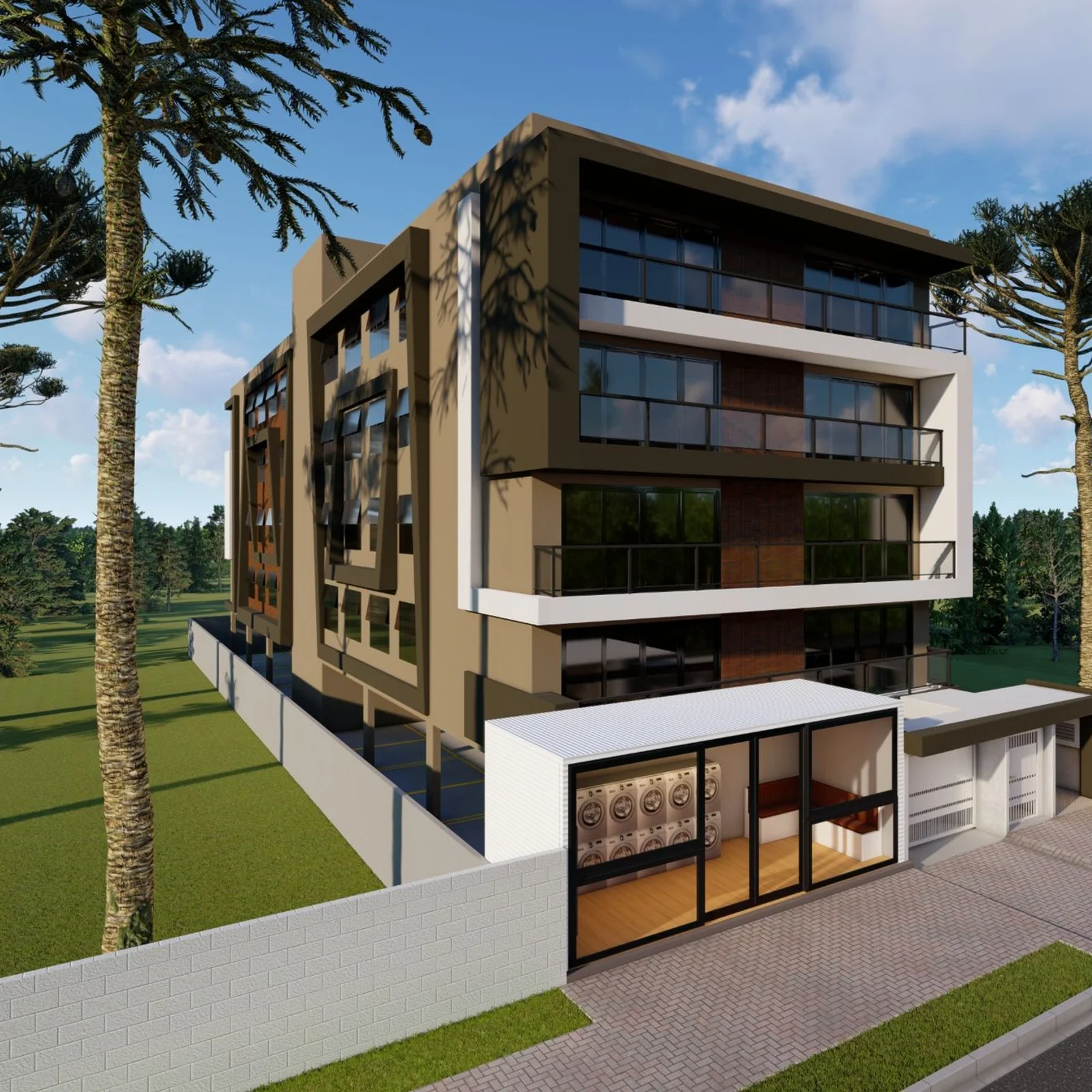Studio 1 dorm com terraço e lazer no Centro de Araucária
